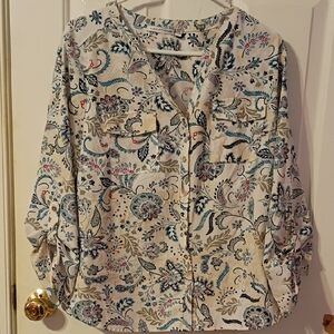 Notations Multicolor Paisley Button-Up Blouse